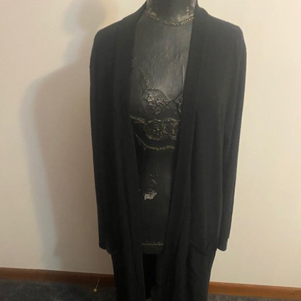 Zenna Premium Black Maxi length open cardigan, size 3X